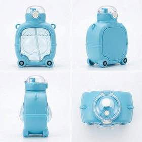Kids Sky Blue Bear Cartoon Straw Water Bottle Trending Accessories