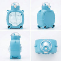 Kids Sky Blue Bear Cartoon Straw Water Bottle Trending Accessories