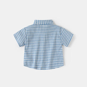 Boys Blue Checked Short Sleeves Shirt & Shorts Co-ord Sets Sets