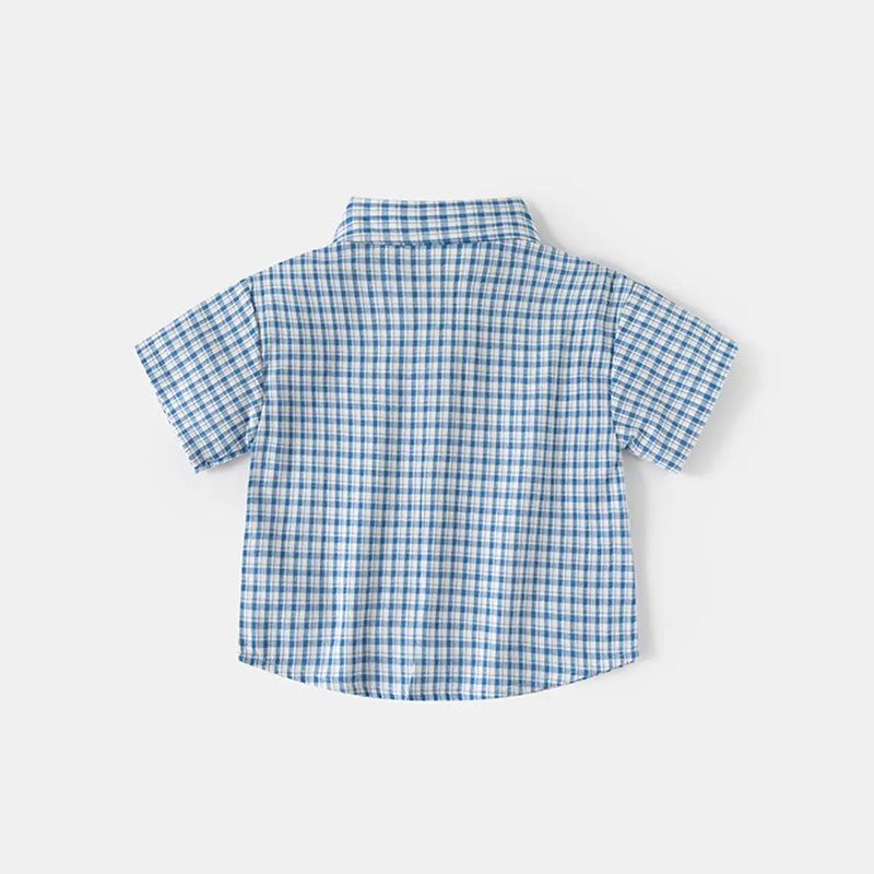 Boys Blue Checked Short Sleeves Shirt & Shorts Co-ord Sets Sets