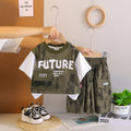 Boys Green Typographic Printed T-Shirt With Shorts Sets Sets Green 1-2 Y