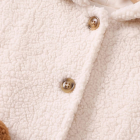 Girls Cream Colour-blocked Long Sleeve Hooded Jacket Coats & Jackets