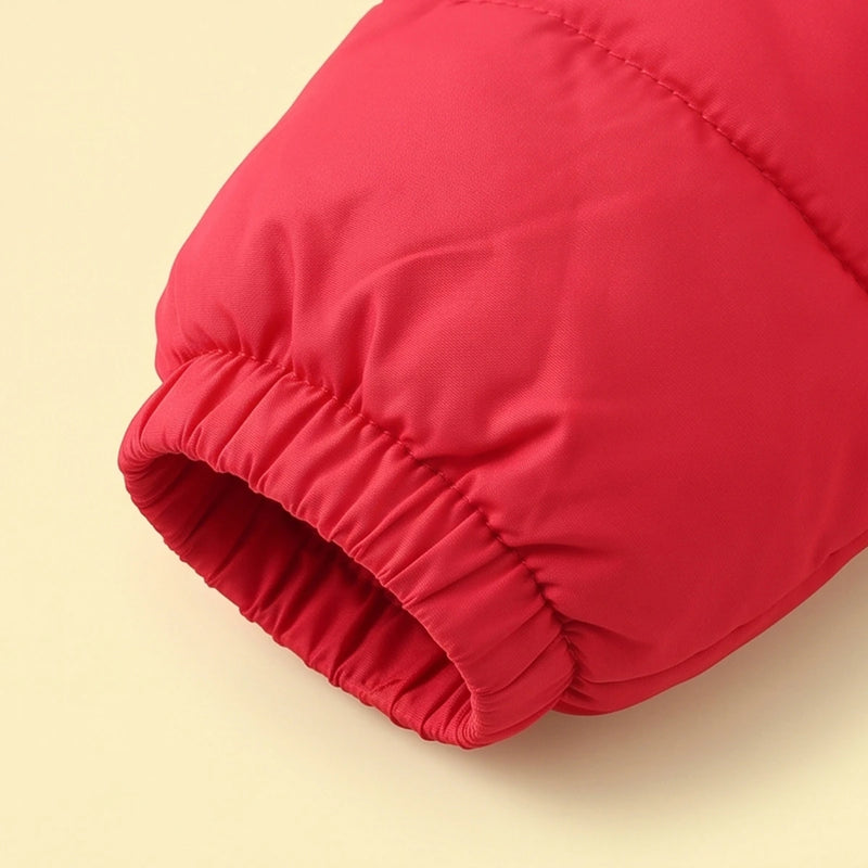 Boys Red Bear Ear On Hood Zip-up Puffer Jacket Coats & Jackets