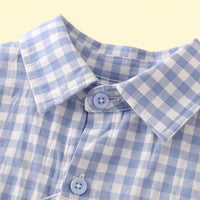 Boys Blue Checked Long Sleeves Shirt & Pants Sets Sets