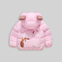 Girls Pink Graphics Printed Quilted Hooded Zip-up Jacket Coats & Jackets