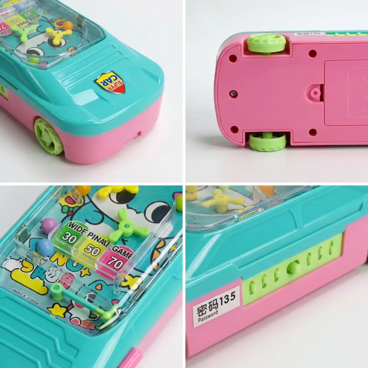 Turquoise Dino Magic Car Lock Pencil Box with Pinball Game for Girls Trending Accessories