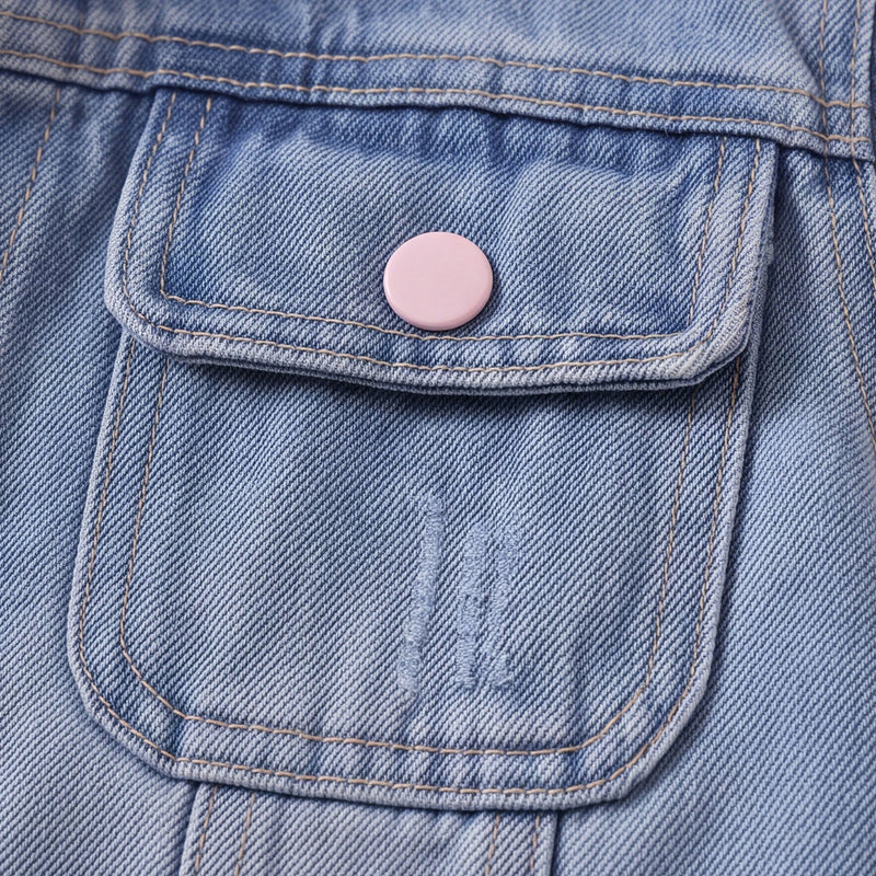 Girls Blue Applique Long Sleeve Denim Jacket Coats & Jackets