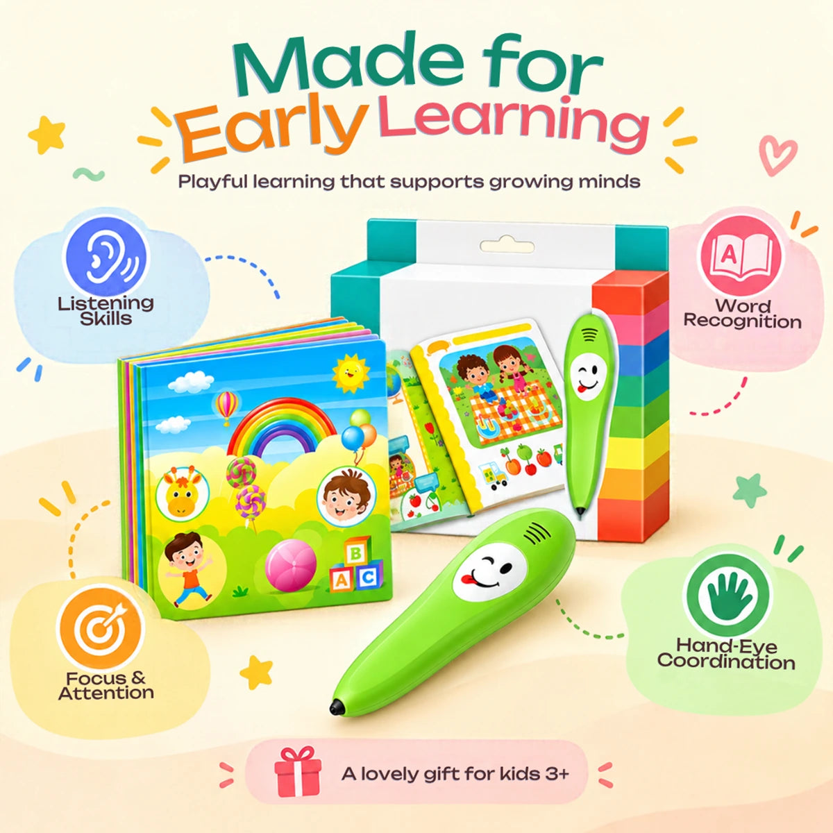 Kids Talking Pen with Learning Book Ages 3 Years Plus Trending Accessories