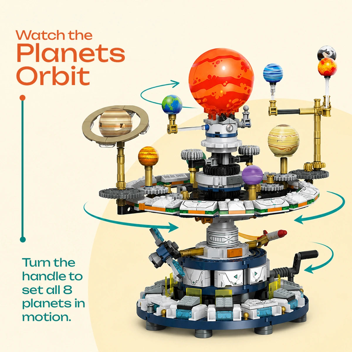 Solar System Building Blocks - Mechanical Orrery Model with Working Gears Trending Accessories