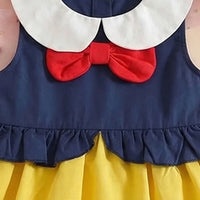 Girls Blue Colorblocked Sleeveless Fit & Flare Dress With Bow Detail Casual Dresses