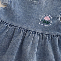 Girls Blue Solid Denim Tunic With T-Shirt & Denim Pants Set 2 pc. Sets