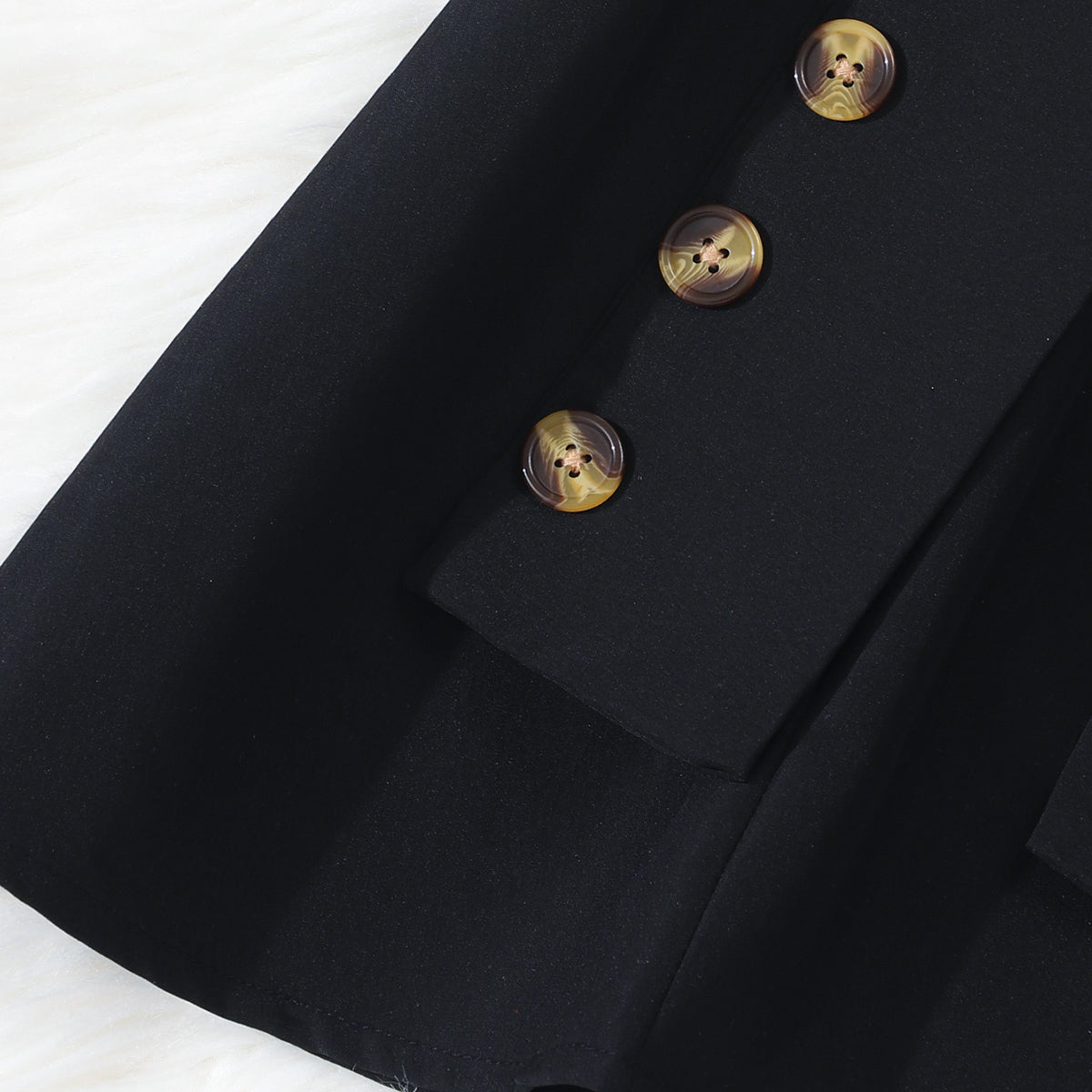 Girls Black Polo Neck Flared Dress with Wide Belt Casual Dresses
