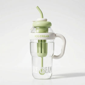 Green Reusable Water Bottle with Straw & Handle Trending Accessories Green Onesize