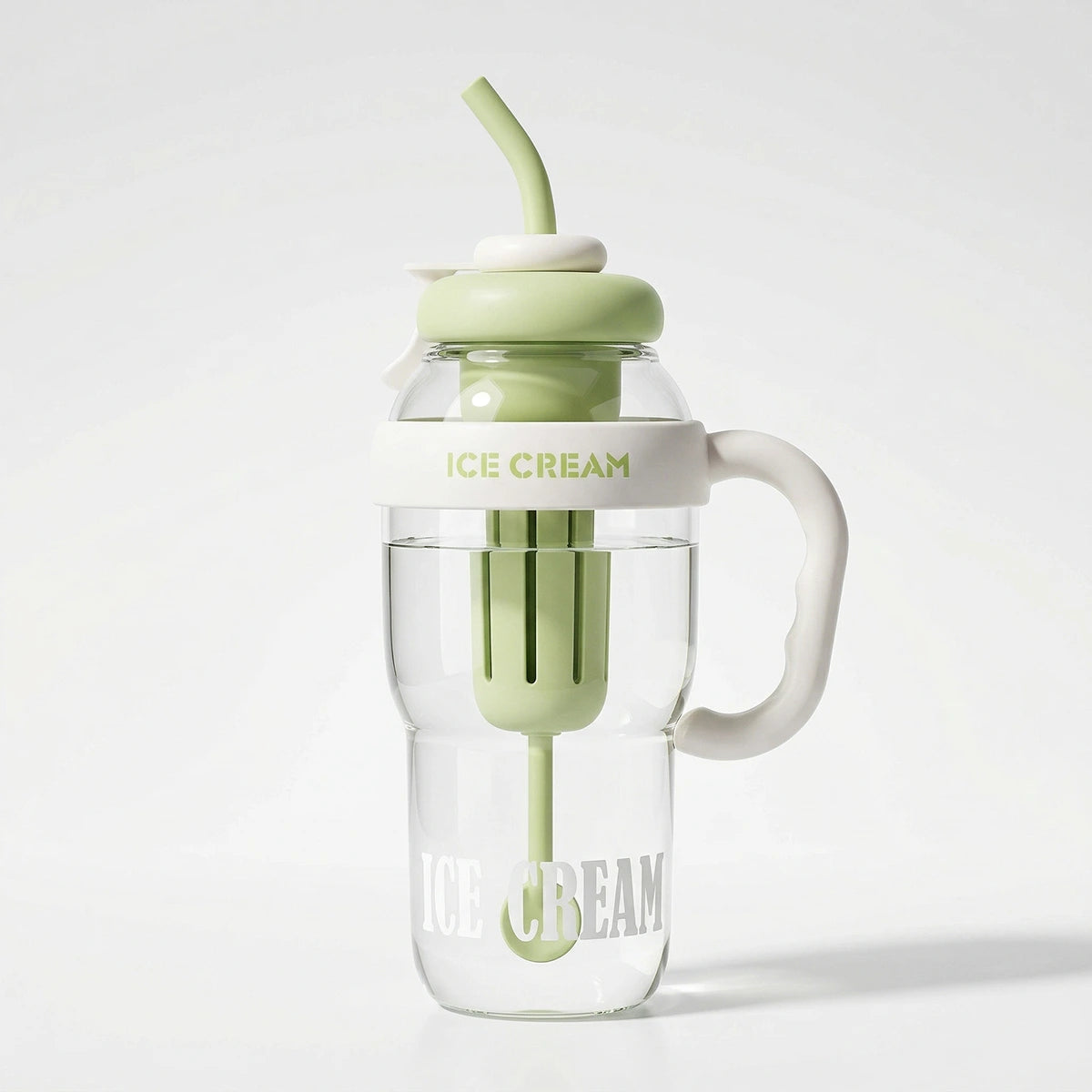 Green Reusable Water Bottle with Straw & Handle Trending Accessories Green Onesize