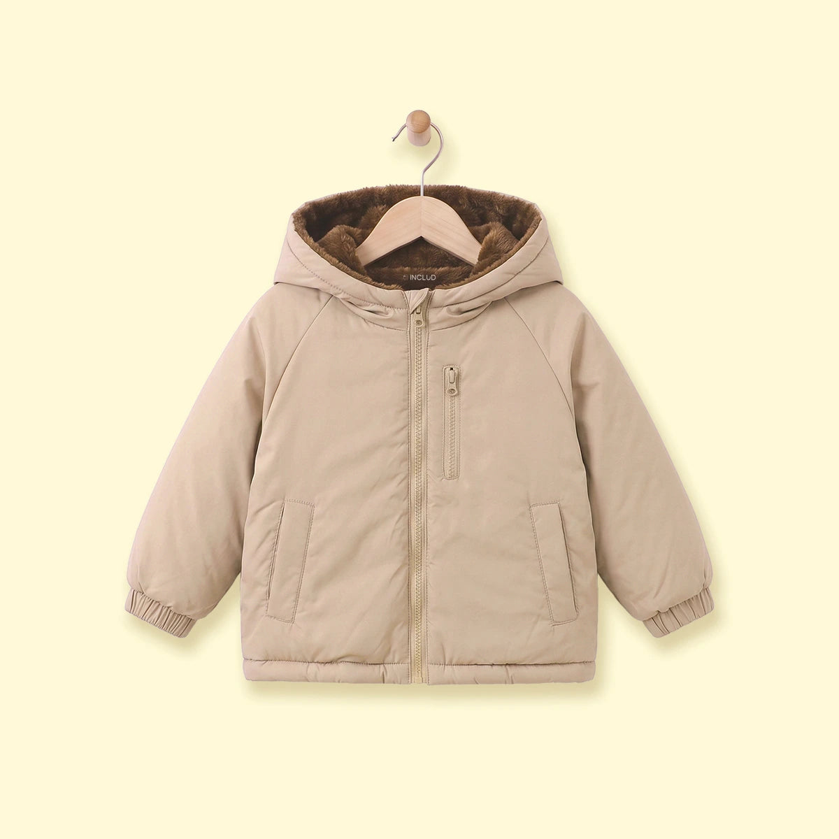 Boys Beige Long Sleeve Hooded Zip-up Jacket Coats & Jackets Beige 2-3 Y