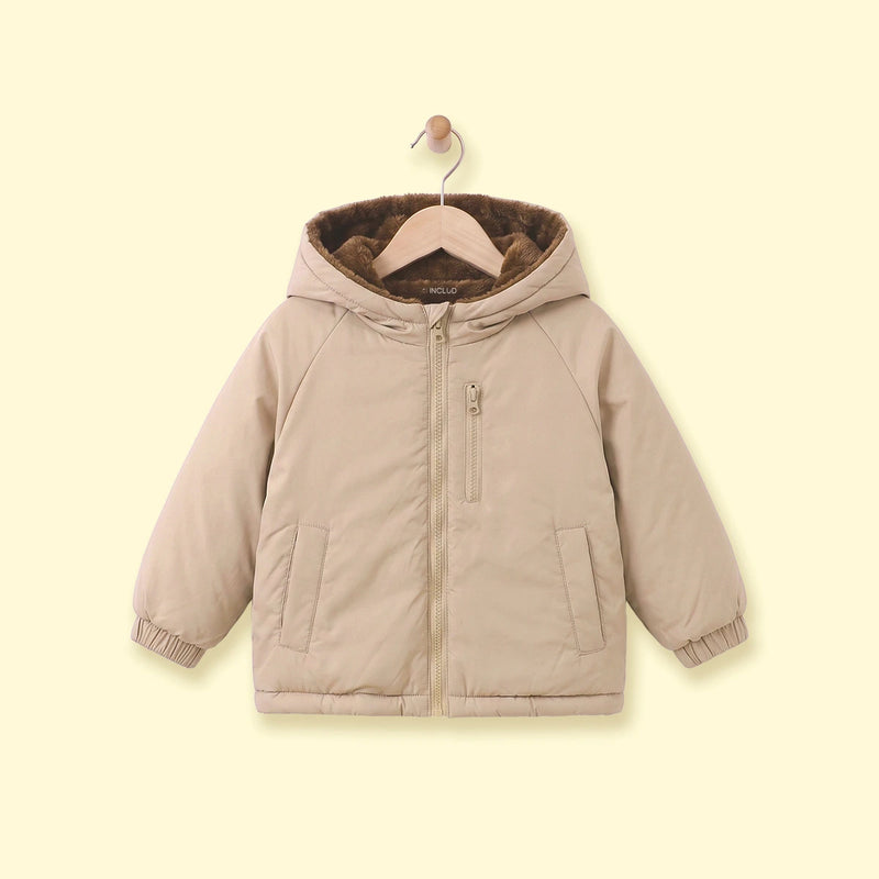 Boys Beige Long Sleeve Hooded Zip-up Jacket Coats & Jackets Beige 2-3 Y