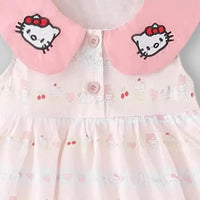 Girls Light Pink Kitty Print Sleeveless Fit & Flare Dress Casual Dresses