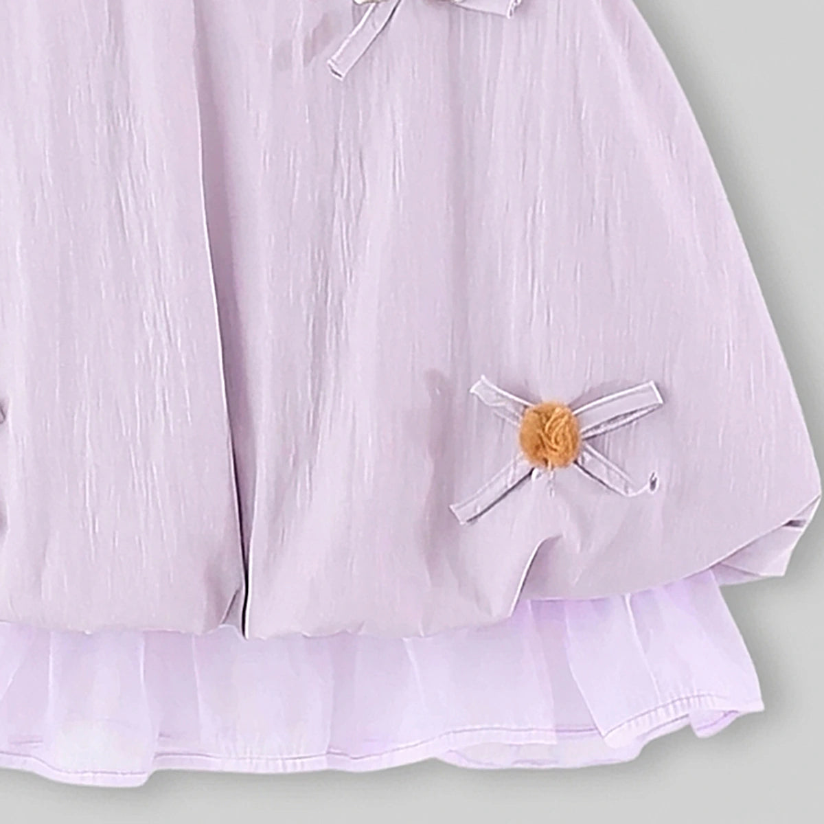 Girls Purple Bow Applique Balloon Dress Casual Dresses
