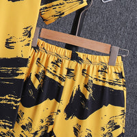 Boys Yellow Abstract Printed T-Shirt With Elasticated Shorts Set 2 pc. Sets