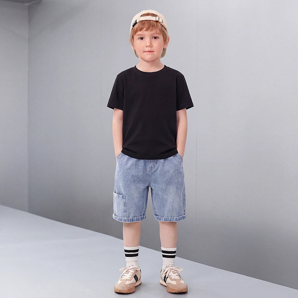 Boys Light Blue Loose Fit Denim Shorts Shorts Light Blue 3-4 Y