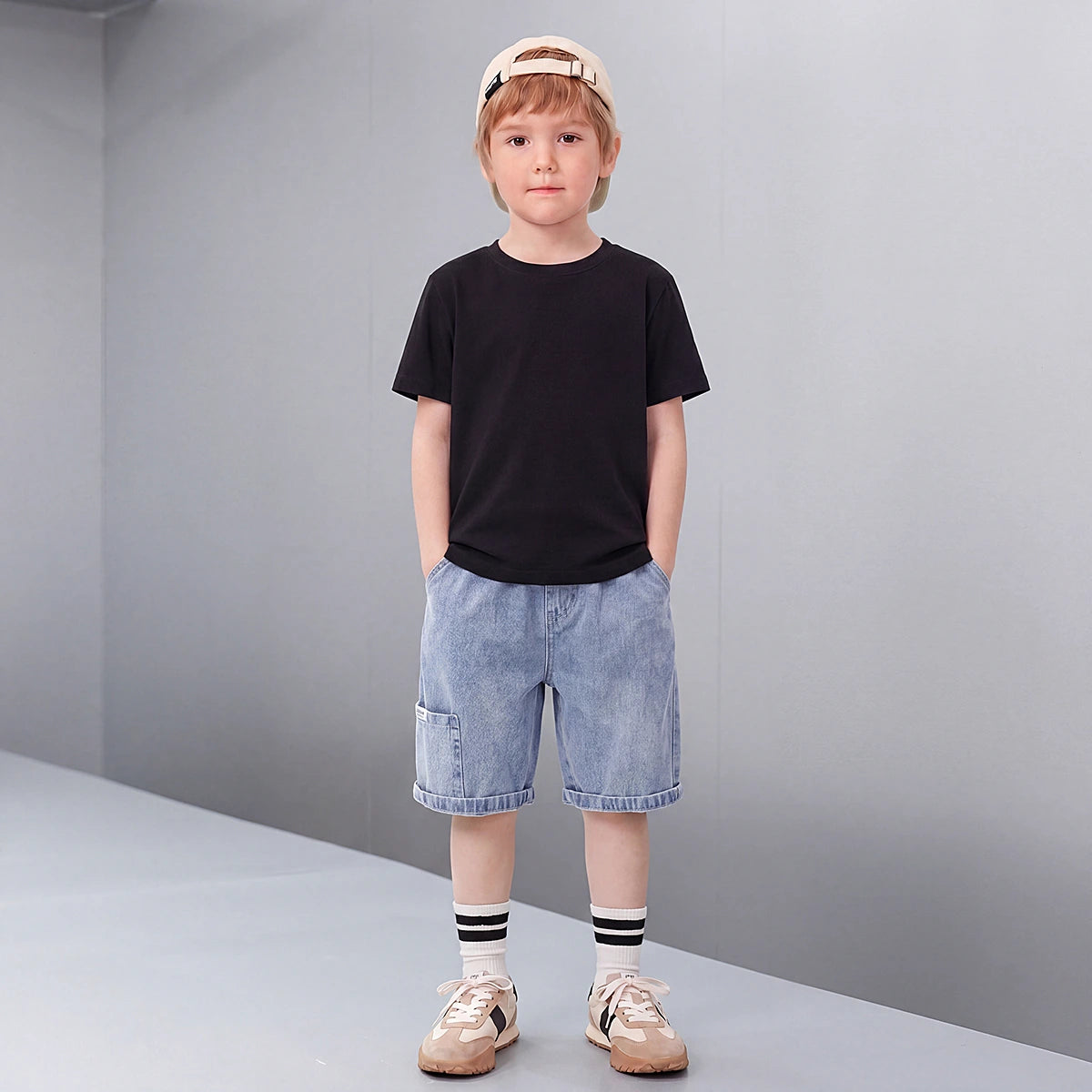 Boys Light Blue Loose Fit Denim Shorts Shorts Light Blue 3-4 Y