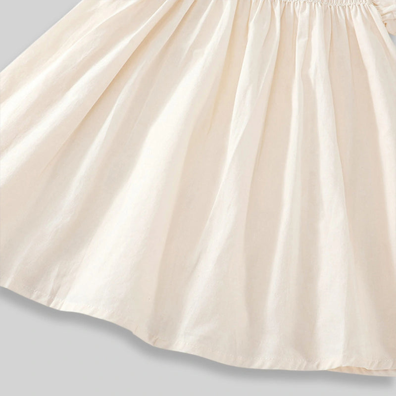 Girls Off-White Embroidered Smocked Sleeveless Fit & Flare Dress Casual Dresses