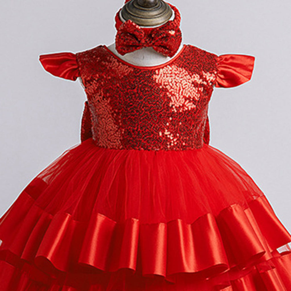 Girls Sequins Embellished Party Dress Party Dresses   