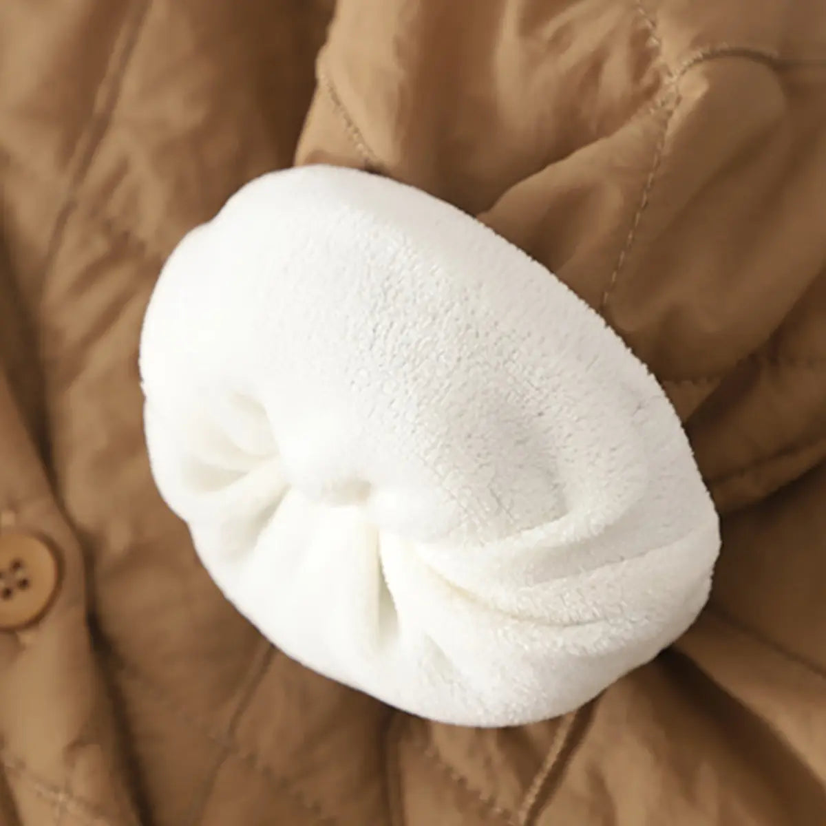 Boys Khaki Quilted Button-down Jacket With Hoodie & Jogger Sets Sets