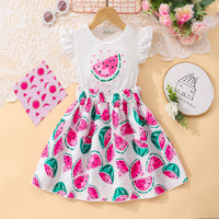Girls Pink Watermelon Print Top with Skirt Set Sets Pink 2-3 Y