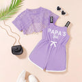Girls Lavender Typographic Print Playsuit With Crop Top Playsuits Lavender 3-4 Y