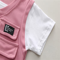 Boys Pink V-Neck Short Sleeve T-Shirt With Elasticated Shorts Set Sets