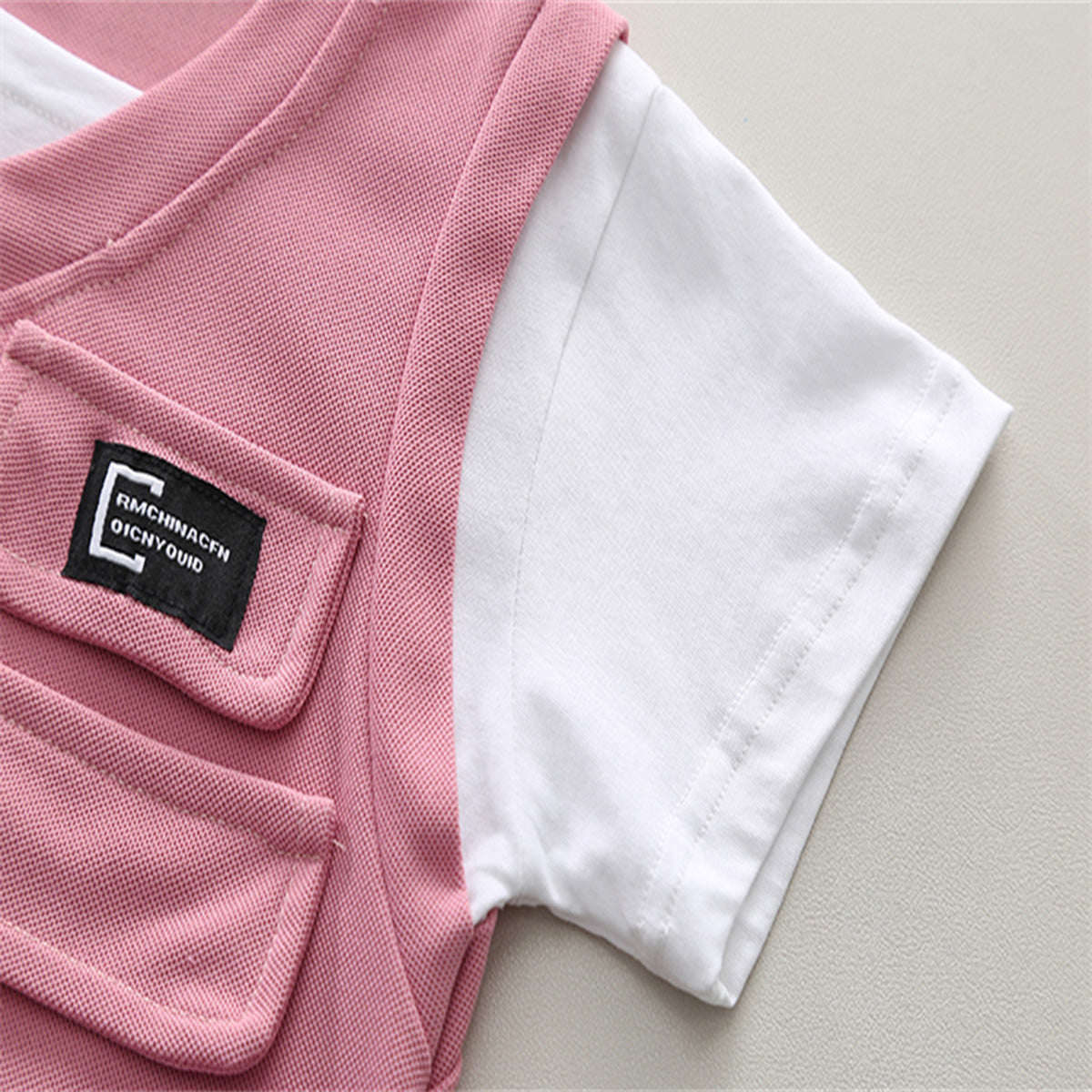 Boys Pink V-Neck Short Sleeve T-Shirt With Elasticated Shorts Set Sets