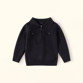 Boys Black Long Sleeve Polo Sweater Sweaters & Cardigans Black 2-3 Y