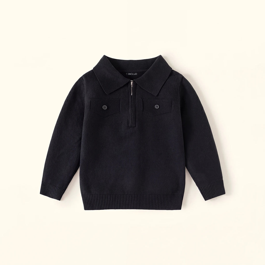 Boys Black Long Sleeve Polo Sweater Sweaters & Cardigans Black 2-3 Y