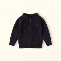 Boys Black Long Sleeve Polo Sweater Sweaters & Cardigans Black 2-3 Y