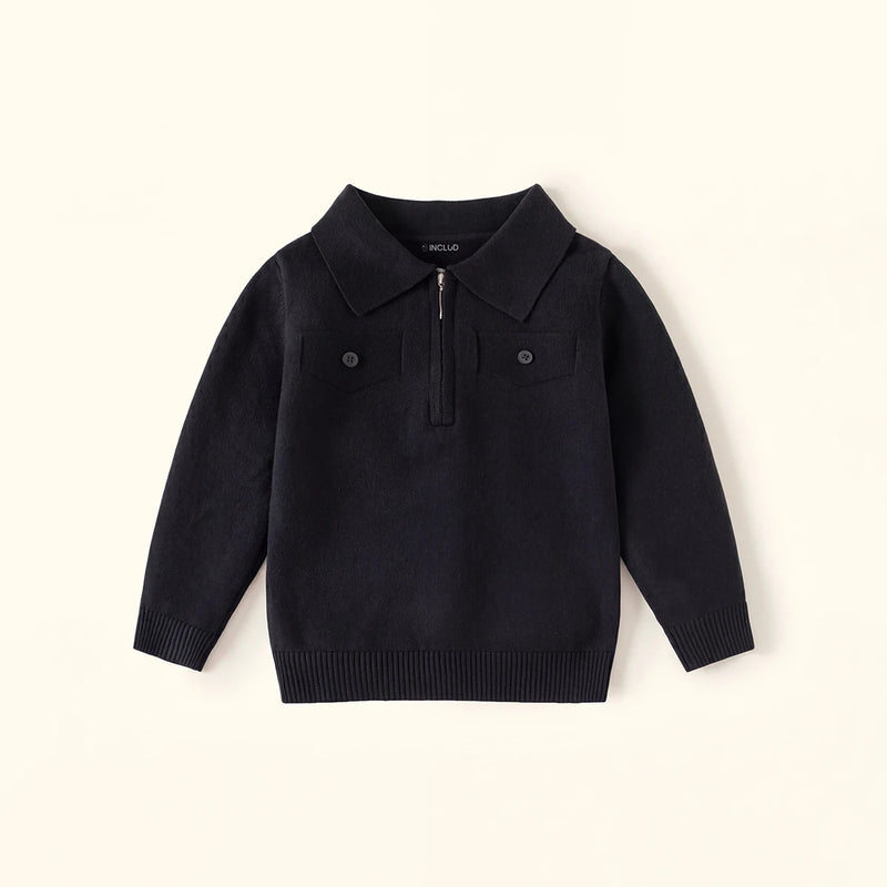 Boys Black Long Sleeve Polo Sweater Sweaters & Cardigans Black 2-3 Y