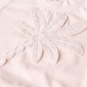 Girls Peach Embroidered Short Sleeve T-Shirt With Denim Shorts Sets 2 pc. Sets