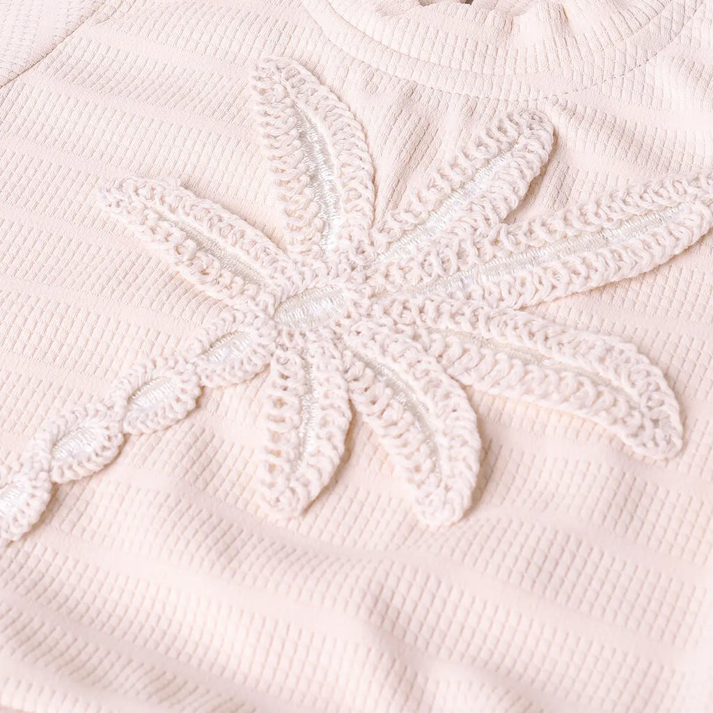 Girls Peach Embroidered Short Sleeve T-Shirt With Denim Shorts Sets 2 pc. Sets
