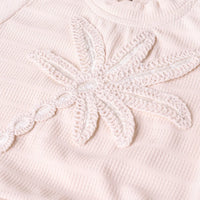 Girls Peach Embroidered Short Sleeve T-Shirt With Denim Shorts Sets 2 pc. Sets