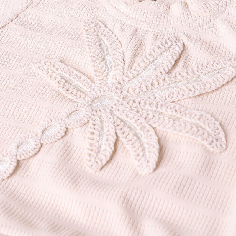 Girls Peach Embroidered Short Sleeve T-Shirt With Denim Shorts Sets 2 pc. Sets