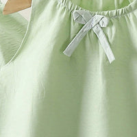 Girls Light Green Bow Applique Sleeveless Top With Elasticated Pants Sets 2 pc. Sets