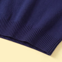 Boys Navy Blue Sweater With Self-Design Reindeer Pattern Sweaters & Cardigans