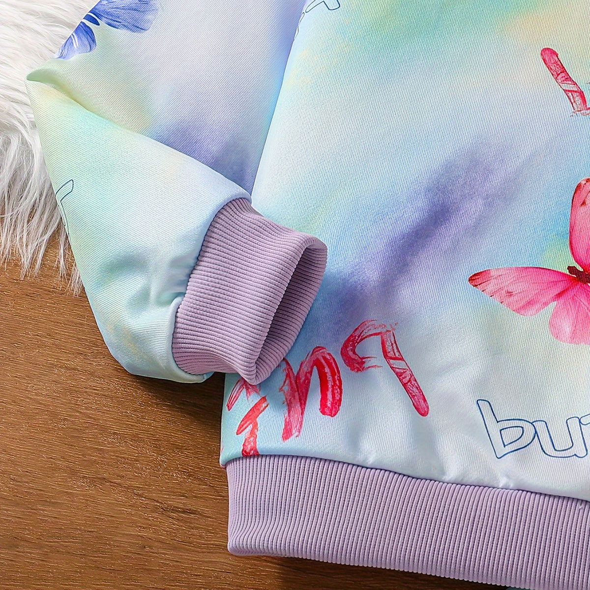 Girls Multicolor Butterfly Printed Sweatshirt With Jogger Sets 2 pc. Sets