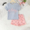 Girls Multicolor Sleepwear Short Sleeve Top With Shorts Set Sleepwear Sets Multicolor 8-9 Y