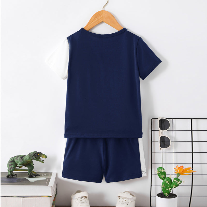Boys Navy Blue Dinosaur Graphic Short Sleeve T-Shirt With Shorts Set 2 pc. Sets