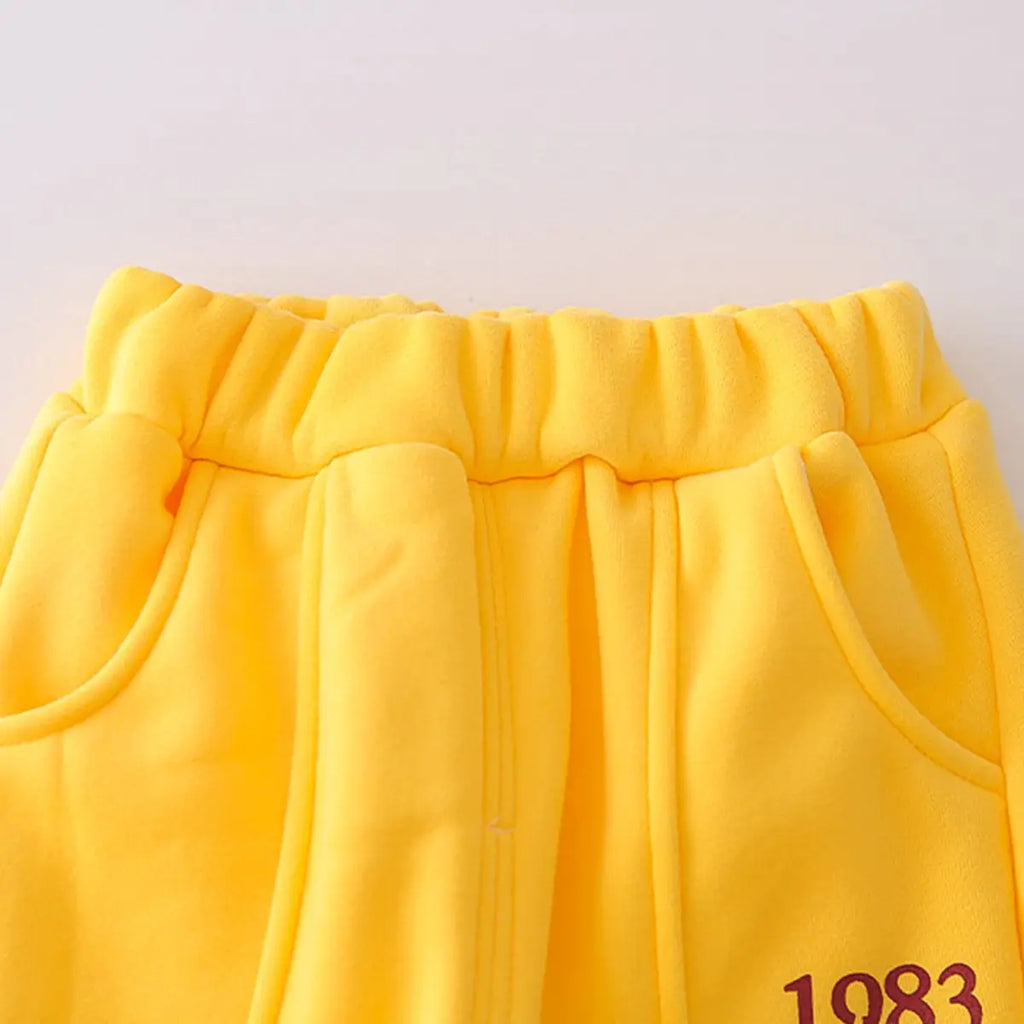 Boys Yellow Alphanumeric Printed sweatshirt With Jogger Sets Sets