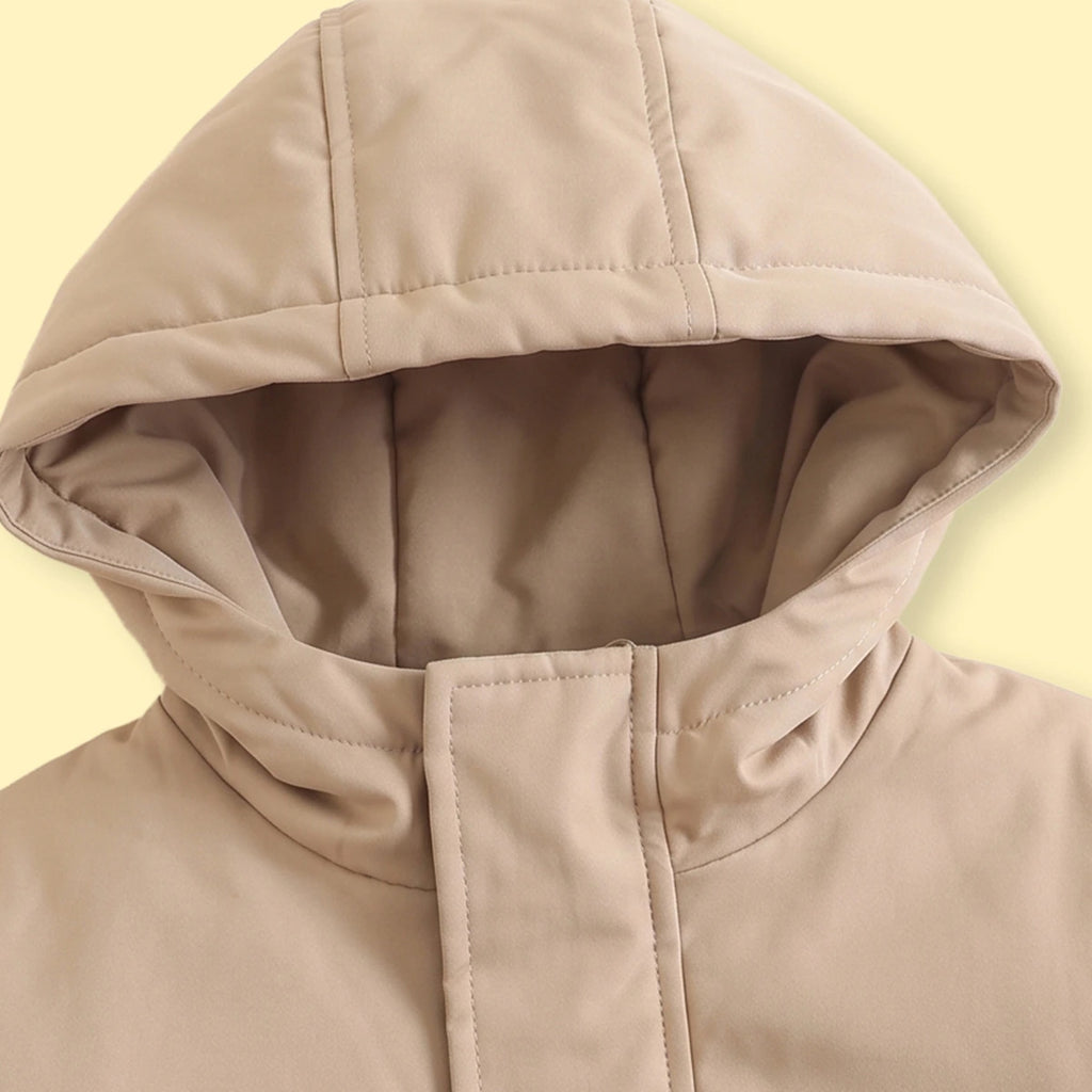 Boys Light Brown Hooded Zip-up Jacket Coats & Jackets
