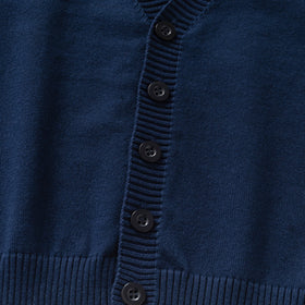 Boys Navy Blue Solid Long Sleeves Cardigan Sweaters & Cardigans