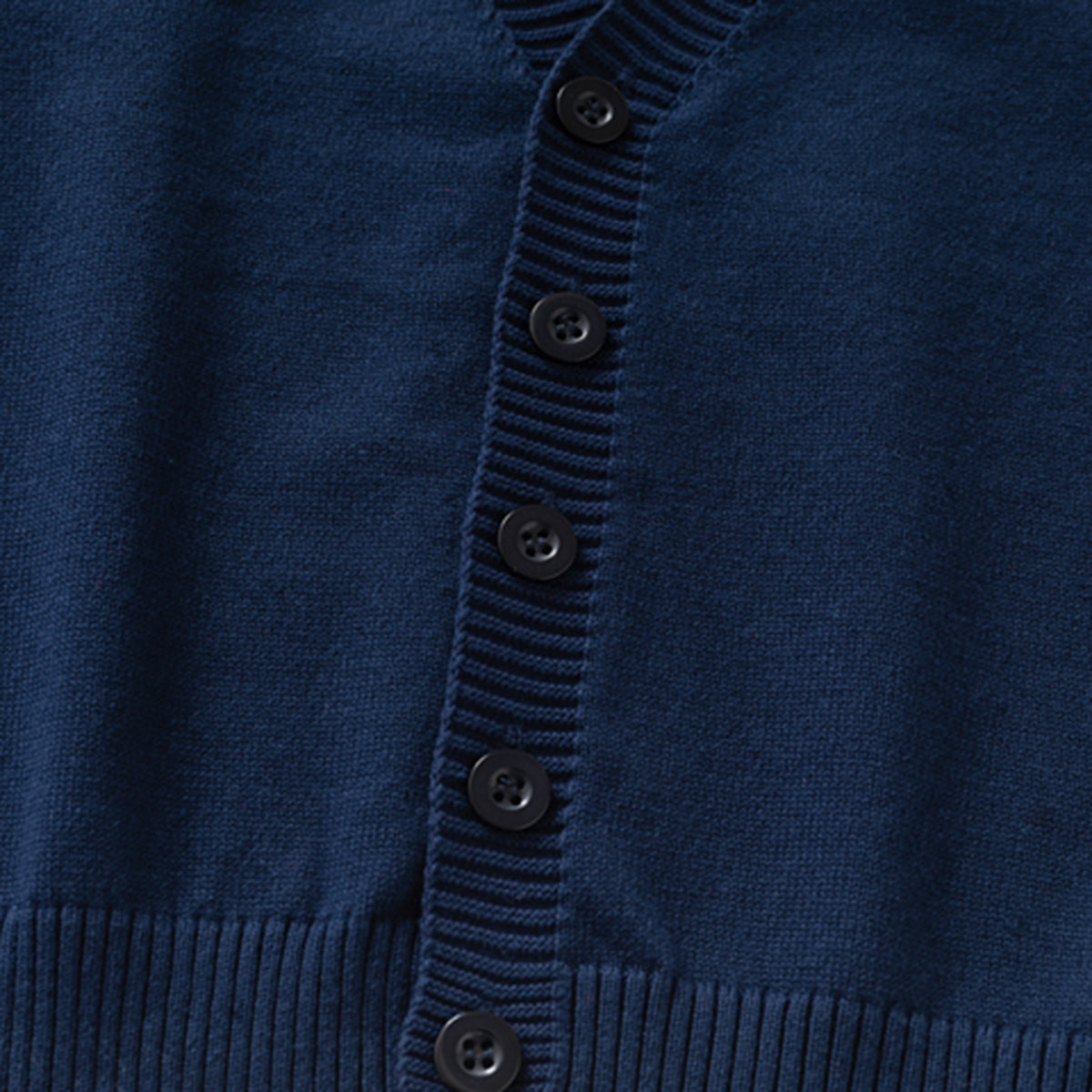 Boys Navy Blue Solid Long Sleeves Cardigan Sweaters & Cardigans