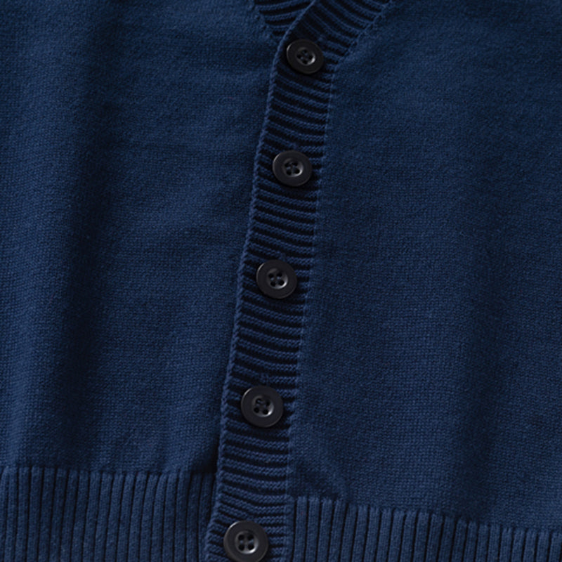 Boys Navy Blue Solid Long Sleeves Cardigan Sweaters & Cardigans